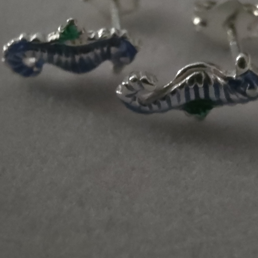 Dainty Sterling Silver 925 Seahorse Stud Earrings